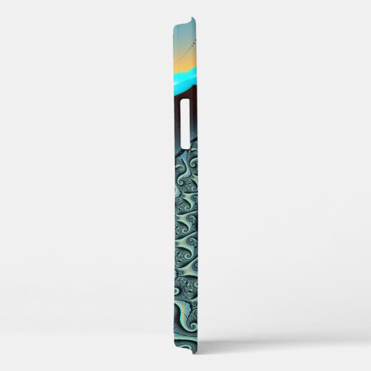 Coques Case-Mate iPhone Abstraite spirale d'art fractal bleu turquoise ora (Verso / Droite)
