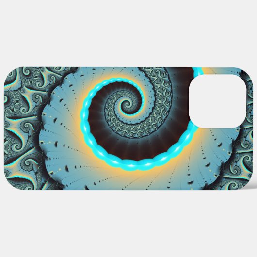 Coques Case-Mate iPhone Abstraite spirale d'art fractal bleu turquoise ora (Retour (horizontal))
