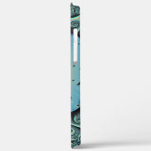Coques Case-Mate iPhone Abstraite spirale d'art fractal bleu turquoise ora (Verso / Gauche)