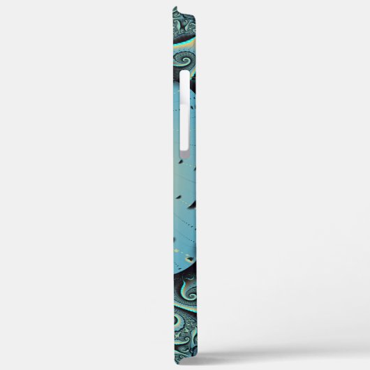 Coques Case-Mate iPhone Abstraite spirale d'art fractal bleu turquoise ora (Verso / Gauche)