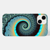Coques Case-Mate iPhone Abstraite spirale d'art fractal bleu turquoise ora (Verso (horizontal))