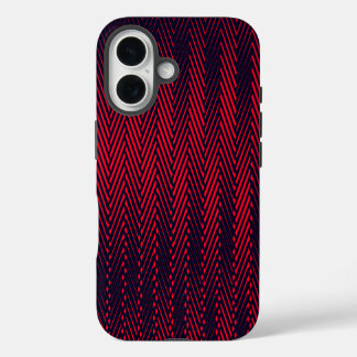 Coques iPhone 16 Abstraites bandes géométriques noir et rouge, Trip