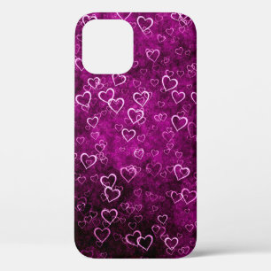 Case-Mate iPhone Case Abstraits beaux coeurs sur bac pourpre en détresse