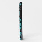 Coques Case-Mate iPhone Acanthus Feuille Aqua Turquoise Noir (Dos/Gauche)