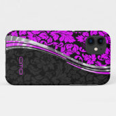 Coques Case-Mate iPhone Accents argentés Monogrammes Hot Pink & Black Dama (Dos (Horizontal))