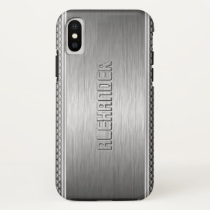 Coques Pour iPhone Accents géométriques en aluminium brossé métalliqu