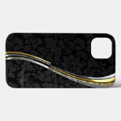 Coques Case-Mate iPhone Accents Noir Damas Argent & Or (Verso (horizontal))