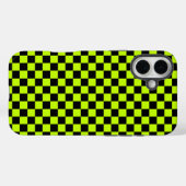 Coques Case-Mate iPhone Acid green black checkerboard pattern (Verso (horizontal))