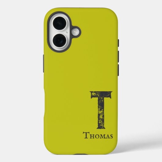 Coques Case-Mate iPhone Acide vert uni couleur grise initiales et nom (Verso)