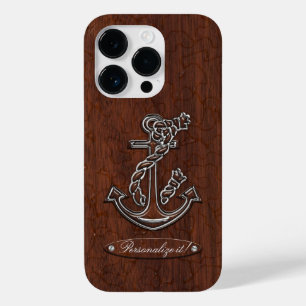 Coque Pour iPhone 14 Pro Acier Ancre en acajou marin humide