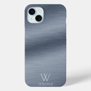 Coque iPhone 15 Mini Acier Inoxydable brossé Look Monogramme personnali