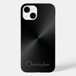 Coque Pour iPhone 14 Acier inoxydable noir platine