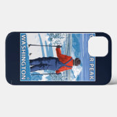 Coques Case-Mate iPhone Admirant skieur - Glacier Peak, Washington (Verso (horizontal))