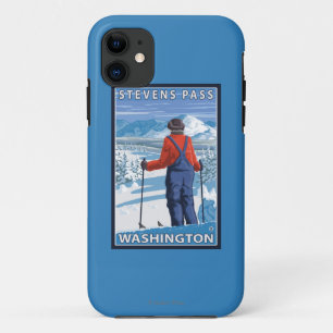 Coque iPhone 11 Admirer de skieur - passage de Stevens, Washington