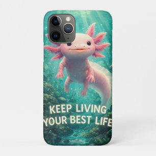 Case-Mate iPhone Case Adorable Axolotl Rose avec "Meilleure Vie" Motivat