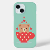 Coques Case-Mate iPhone Adorable Bear in a Teacup with Hearts (Verso)