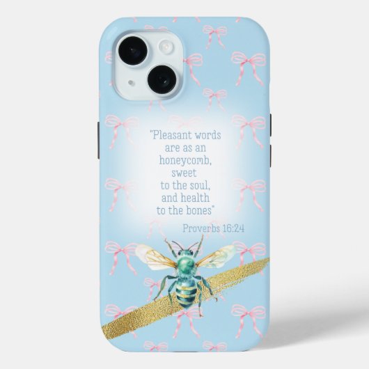 Coques Case-Mate iPhone Adorable Bible à Ruban Rose Bleu Pastel Turquoise (Verso)