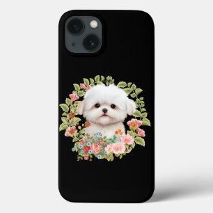 Case-Mate iPhone Case adorable chiot maltais en fleur, Amoureux des chie