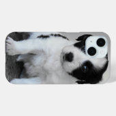 Coques Case-Mate iPhone adorable Chiot noir et blanc (Verso (horizontal))