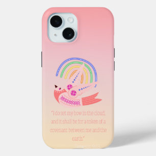 Coque Pour iPhone 15 Adorable colombe chrétienne folk couleur bohème ar