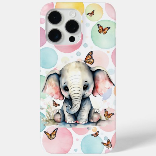 Coques Case-Mate iPhone Adorable éléphant bébé avec papillons Monarque (Verso)