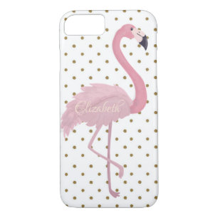 Case-Mate iPhone Case Adorable Flamant rose rose, Personnalisé Pois