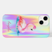 Coques Case-Mate iPhone Adorable Flamants roses roses mignons Holographiqu (Verso (horizontal))