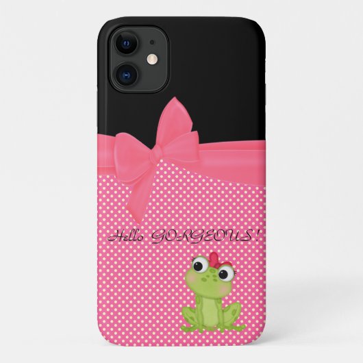 Coques Case-Mate iPhone Adorable Grenouille Mignonne sur Points-Hello Magn (Dos)