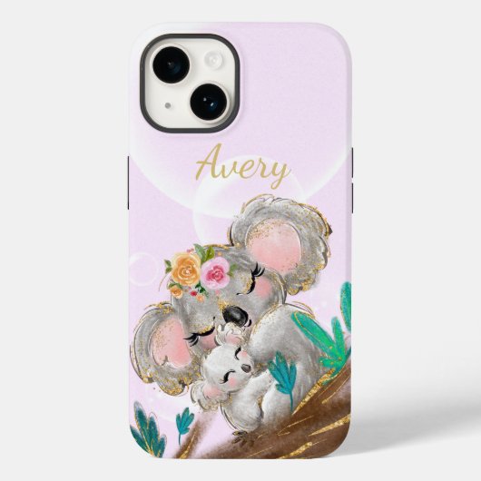Coques Case-Mate iPhone Adorable Mama Koala Ours, Bébé Or Personnalisé C (Verso)