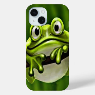 Coque Pour iPhone 15 Adorable Mignonne Grenouille verte souriante dans 