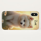 Coques Case-Mate iPhone adorable petit chiot Spitz blanc (Dos (Horizontal))