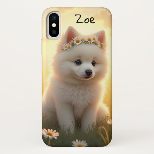 Coques Case-Mate iPhone adorable petit chiot Spitz blanc (Dos)