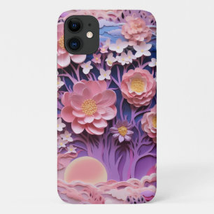 Case-Mate iPhone Case Adorable Pink Purple Pastel Floral Cutout Motif