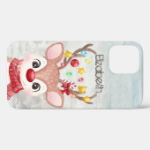 Coques Case-Mate iPhone Adorable renne de Noël (Verso (horizontal))