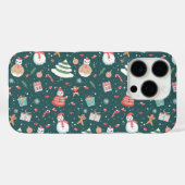 Coques Case-Mate iPhone Adorable Snowman Christmas Pattern (Verso (horizontal))