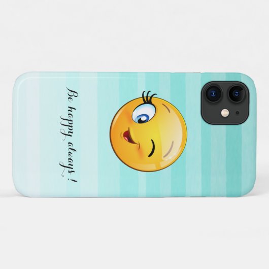 Coques Case-Mate iPhone Adorable Winking Emoji Face-Be heureux toujours (Dos (Horizontal))
