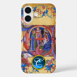 COQUES iPhone 16  ADORATION DU MONOGRAMME DE PARCHEMENT MAGI NOËL