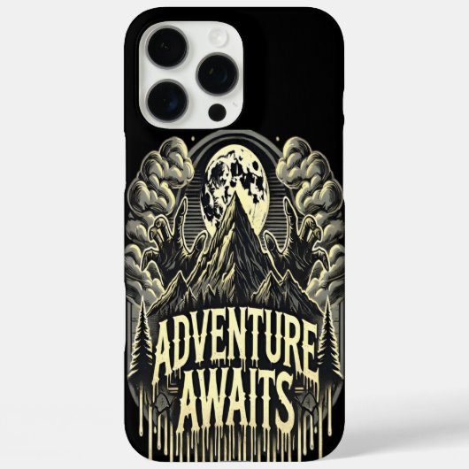 Coques Case-Mate iPhone Adventure Await With Mountains and a Pleine lune (Verso)