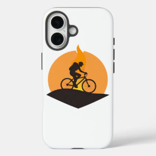 Coques iPhone 16 Adventure Cyclist : Sunrise Voyage Silhouette