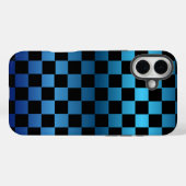 Coques Case-Mate iPhone Aesthetic black and blue checkerboard retro (Verso (horizontal))