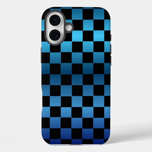 Coques Case-Mate iPhone Aesthetic black and blue checkerboard retro (Verso)