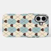 Coques Case-Mate iPhone Aesthetic Blue,Cream Argyle Heart Pattern  cover (Verso (horizontal))