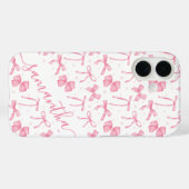 Coques Case-Mate iPhone Aesthetic Pink Coquette Bow Custom Name  (Verso (horizontal))