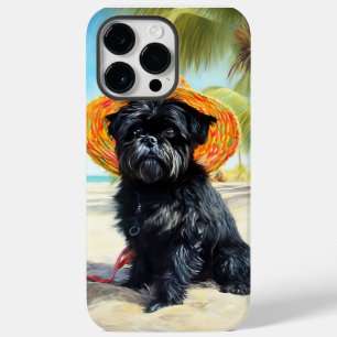 Coque Pour Pour iPhone 14 Pro Max Affenpinscher sur la plage, cadeau d'été pour les 