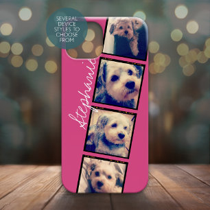 Coque iPhone 15 Pro Max Affichage de photos Instagram - 4 photos nom rose