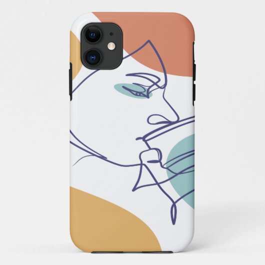 Coques Case-Mate iPhone affiche de dessin au trait de femme buvant du café (Dos)
