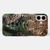 Coques Case-Mate iPhone Affiche de faune de jungle de léopard majestueux (Verso (horizontal))