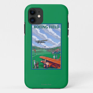 Coque iPhone 11 Affiche de Vintage voyage de champ de Boeing