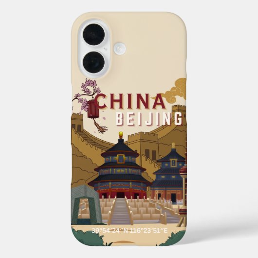 Coques Case-Mate iPhone Affiche de voyage Pékin Chine | Illustration Vinta (Verso)