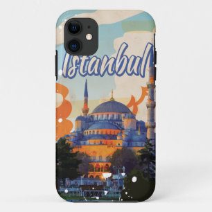 Coque iPhone 11 affiche de voyage vintage de la mosquée Aya Sophia
